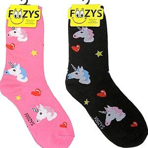Unicorn Horn Rainbow Horse Equine Mare Riding Animal 2 Pairs Foozy Women's Socks